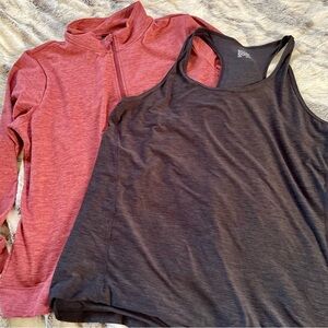 Women’s athletic Tank & Jacket Set - Charcoal Tank & Heathered Rose Jacket XXL